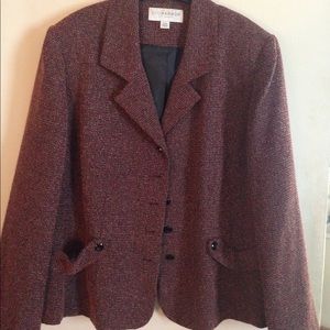 Red/Beige Tweed Skirt Suit